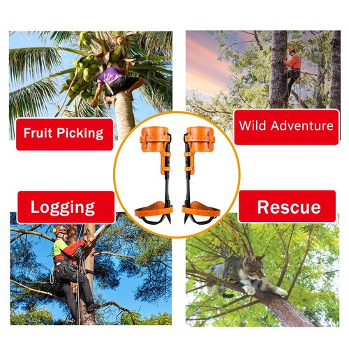timiland Tree Climbing Spikes Set, Tree Climbing Gear with Professional Accessories and Steel Wire Core Flip Line, with Triple Lock Lanyard Adjuster，for Picking Fruit and Outdoor Sports【Set A】