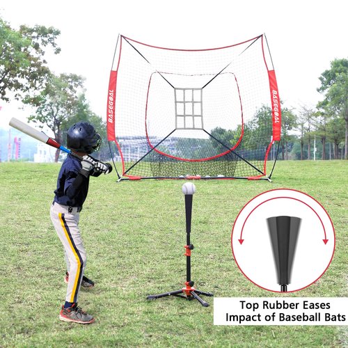BaseGoal Baseball Tee for Kids,Batting Tee,Softball Tee,Youth Hitting Tee,Teeball Tee,Travel Tee,Easy Adjustable Height (Kids Baseball Tee)