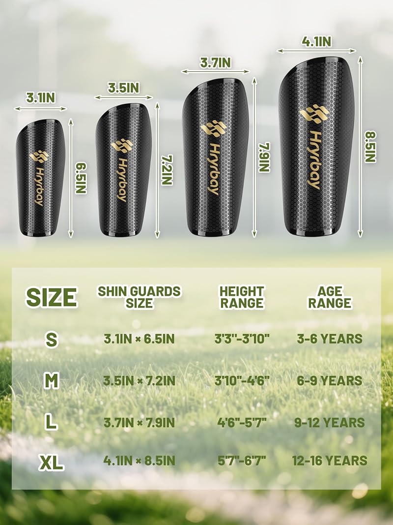Youth Protective Soccer Shin Guards Sleeves Set, Black - 6-9 Years