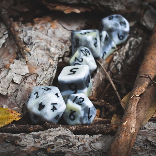 Snow Camo Matte DND Dice Set | 7pc Polyhedral Dice Set for D&D and TTRPGs | Random Encounter Dice | Limited Edition
