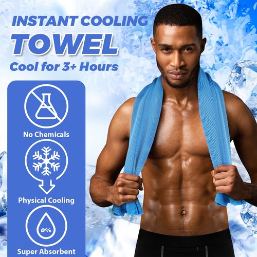 KEAFOLS Cooling Towels for Neck and Face 10 Pack, 40x12’’ Soft Breathable Sweat Towels, Microfiber Sport Towel for Yoga, Gym, Workout, Running, Golf, Travel, Cooling Neck Wrap for Hot Weather
