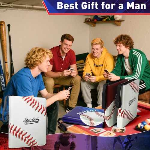 ZAIONE 9-Pocket Baseball Card Binder: Large 900 Pockets Collectible Trading Cards Album for Baseball Fans - Zippered PU Sports Card Holder Binder for 2025 Design Gift