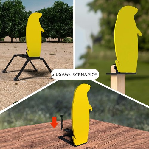 ATFLBOX 3/8'' AR500 Auto Reset Target, 12.5x5.5 inch Prairie Dog Steel Shooting Target with Stand for Shooting Range, Suitable for Pistol, Rifle, Handgun, Shotgun, Rimfire