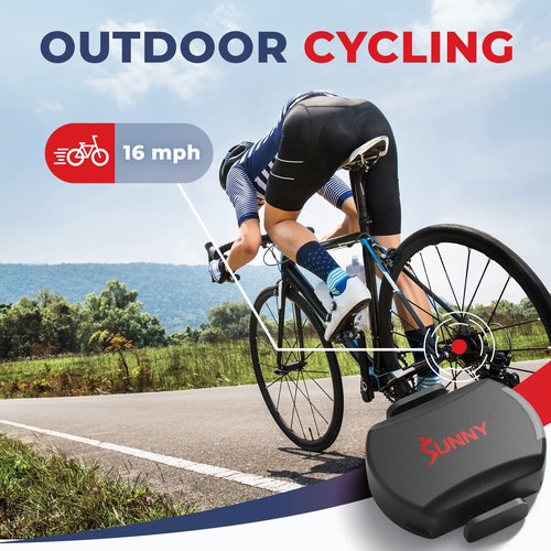 Sunny Health & Fitness Exercise Cycling 2-in-1 Cadence/RPM + Speed Sensor for Indoor or Outdoor Bikes with Free SunnyFit App Enhanced Bluetooth Connectivity - CB110