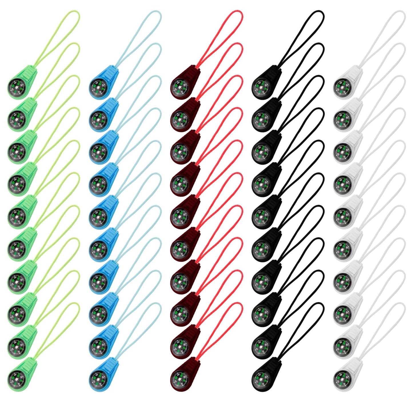 YENOVO 50 Pcs Mini Bulk Compass with Nylon Lanyard, 1 Inch Portable Direction Finder for Hiking, Camping, Travel, Emergency Kits, Backpack or Keychain Outdoor Accessories
