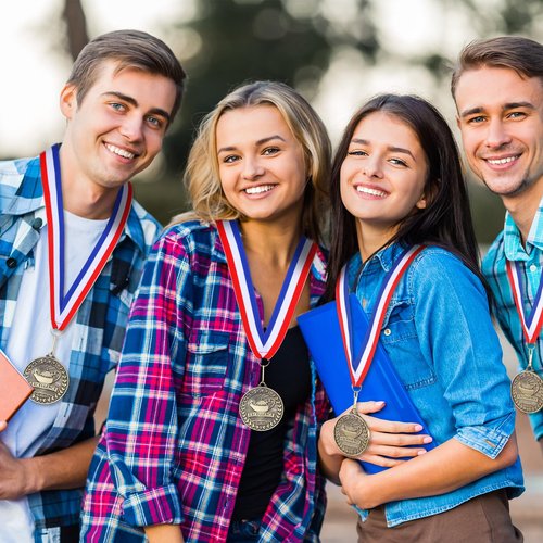 Quelay 30 Pcs 2'' Award Medals Bulk Gold Winner Medals with Neck Ribbons Metal Trophy Award Prize Gift for Tournaments, Competitions, Party, Kids and Adults(30 Pcs, Academic Excellence)
