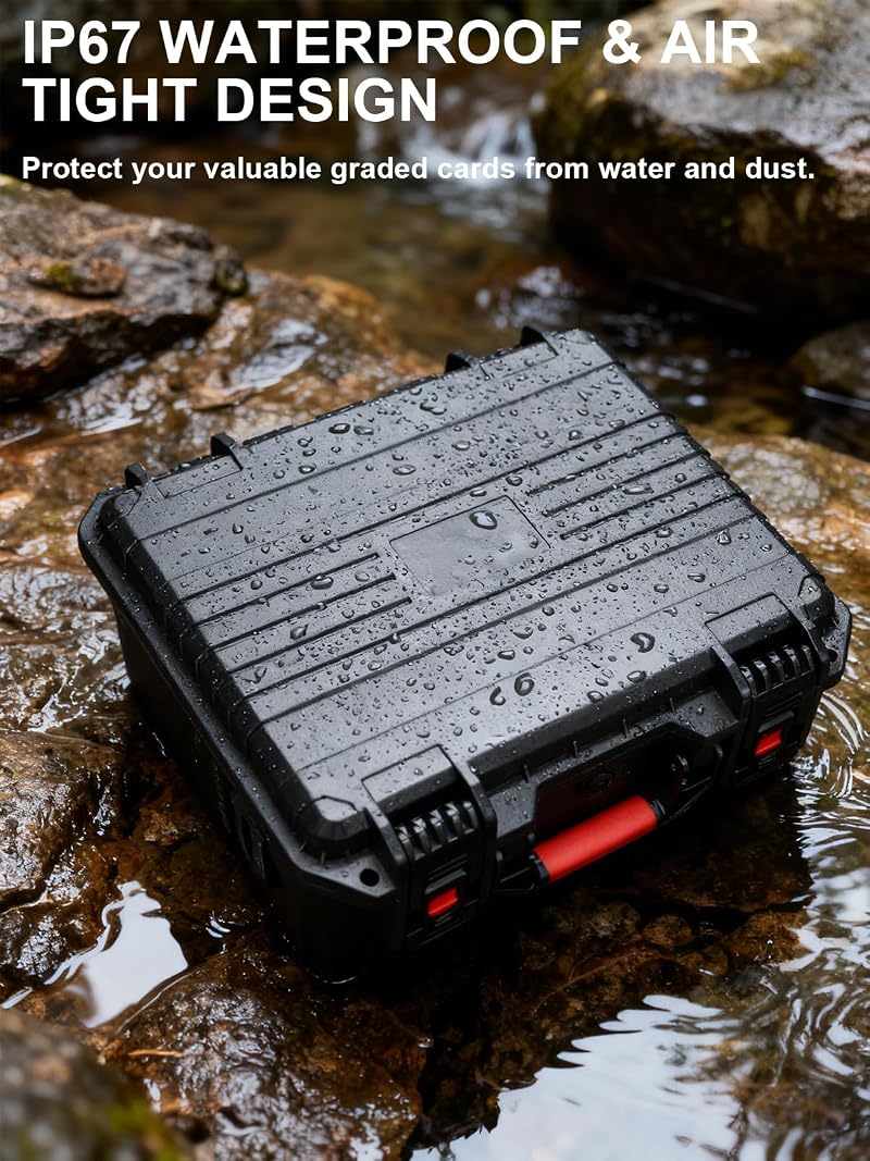 Heavy-Duty Trading Card Storage Box with 6 Adjustable Dividers, Waterproof IP67 Case Holds 600+ Cards