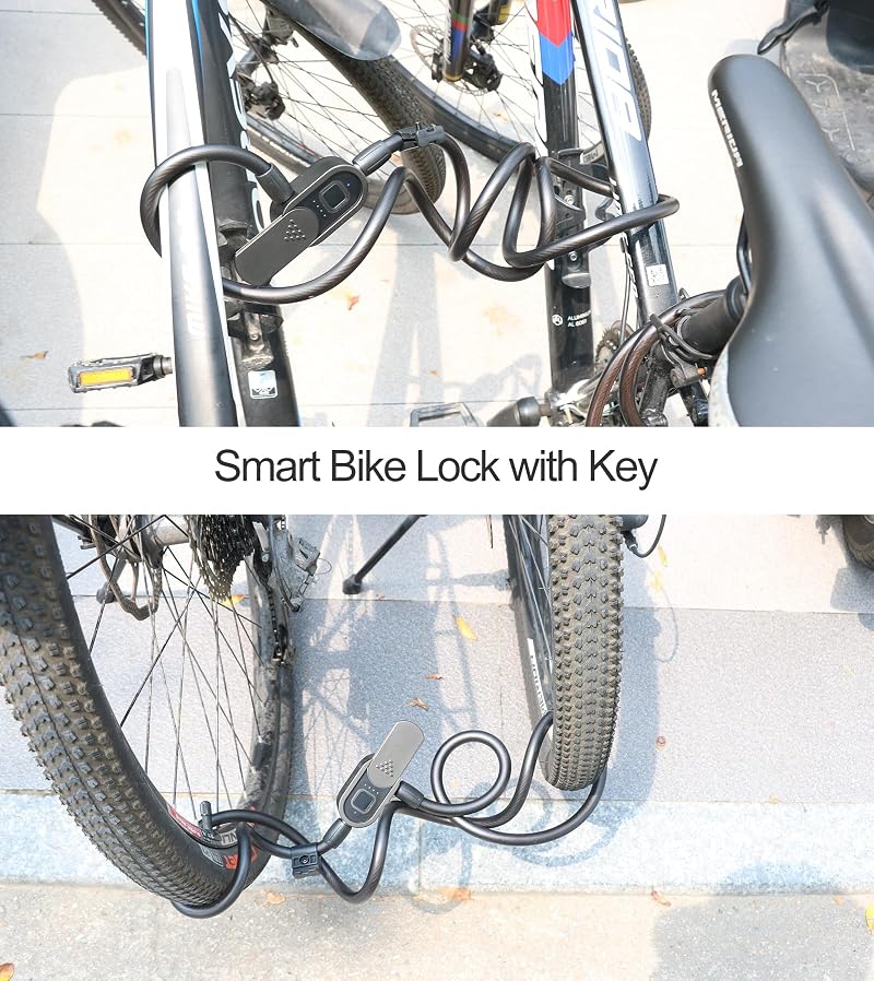 Fingerprint Bike Lock with Keys and Bluetooth App (Variation: Black+C8-Black)