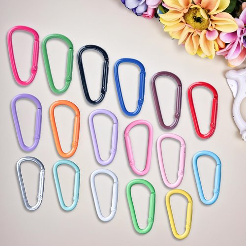WTYONZEL 17 Pcs Colorful Cute Carabiners Keychain Clip,D Spring Clip Aluminum Hook Accessories Snap Link Key Chain Ring Hook