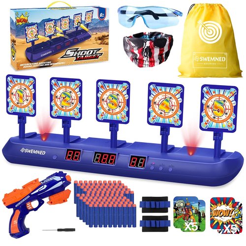 Digital Shooting Targets for Nerf Guns Practice Toy, Upgrade 5 Targets Auto Reset 3 Game Mode Electronic Scoring, Ideal Fun Gifts Toys for Age 5,6,7,8,9,10,11,12,13+ Year Old Kids/Boys/Girls