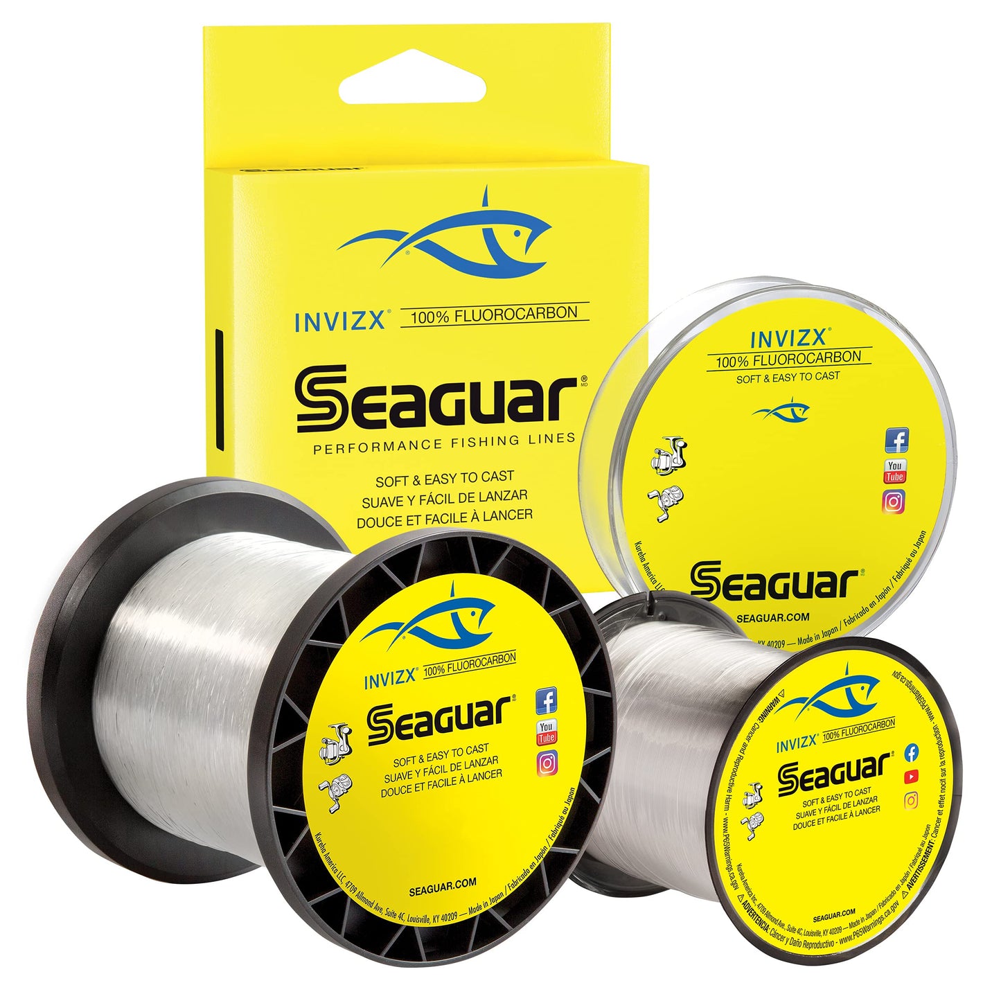 Seaguar Invizx 100% Fluorocarbon Fishing Line 25lbs, 1000yds - 25VZ1000