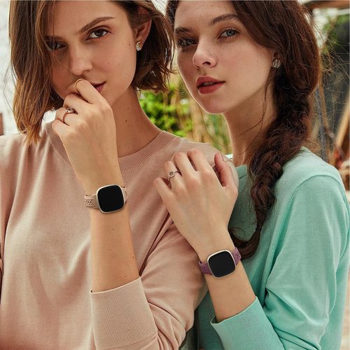 Dirrelo 4 pack Lace Silicone Band Compatible with Fitbit Versa 3 Bands Women/Versa 4 Bands, Ultrathin Hollow-out Sport Strap Replacement Wristbands for Fitbit Sense/Sense 2 / Versa 3 /Versa 4 Watch