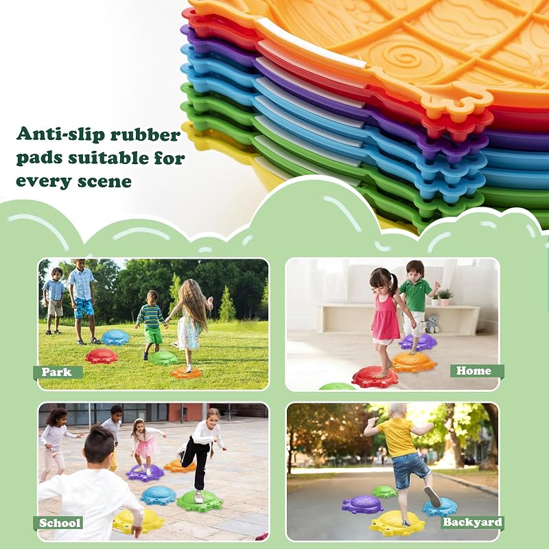 8Pcs Balance Stepping Stones for Kids - Indoor/Outdoor Frog Party 265lbs Capacity