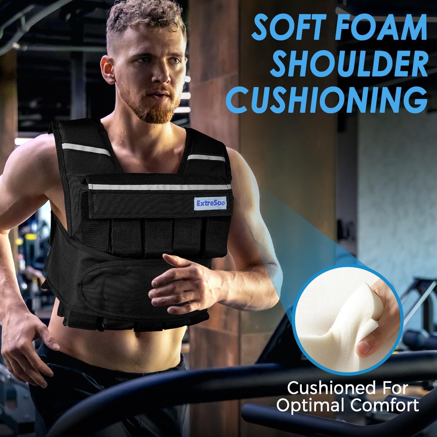 ExtreSpo Adjustable Weighted Vest for Men Women, 40lb Rucking Weight Vests Adjustable for Running, Training Workout, Jogging, Walking