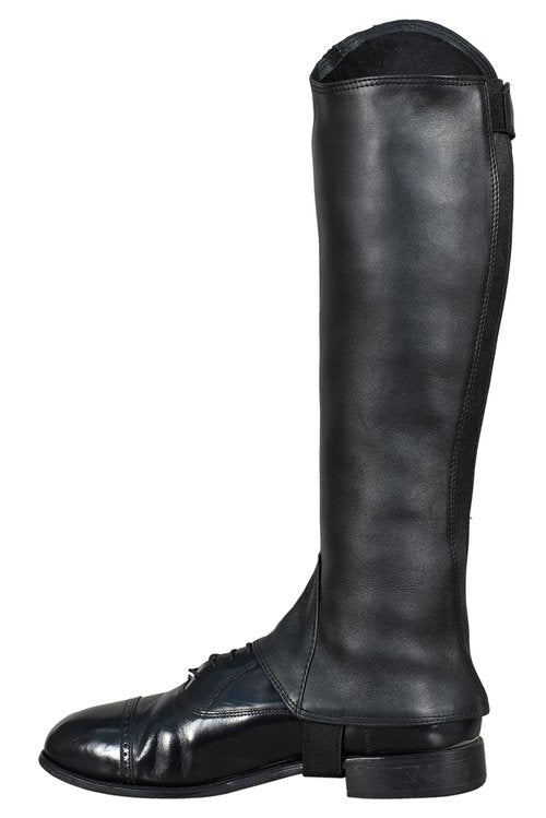 euro fizz Equestrian Women Half chap Gaiter Extra Grip Non Slip Full Grain Takey Cow Leather.Accurate Size Chart in Images. (Black, Large)