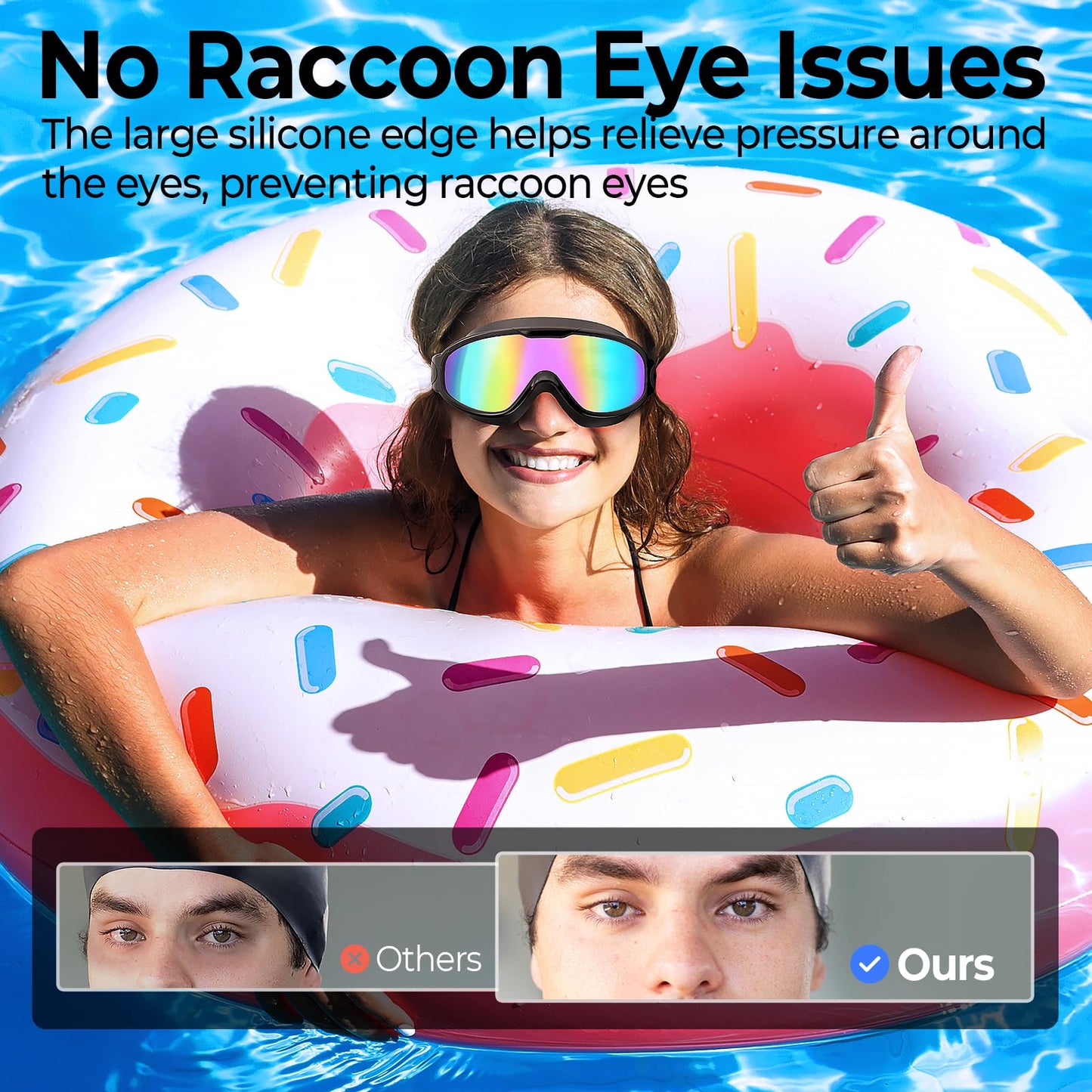 VegoVia Adult Swim Goggles 2 Pack, 180° Wide View Anti-Fog Pool Water Goggles Swimming Adult UV Protection No leaking Swim Glasses Waterproof for Men Women Youth Pool Beach Open Water