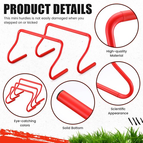 Seenelling 16 Pcs 12" Speed Agility Training Hurdles Large Size Detachable Agility Hurdles Hurdles Training Equipment Set for Athletes Soccer Basketball(Red)