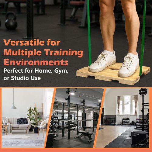 Wood Fitness Board with 5 Resistance Bands, Wooden Exercise Platform for Resistance Band Exercises, Home Workout for Stretching, Strength, Flexibility, Home Gym Tool(Not Include Rods)