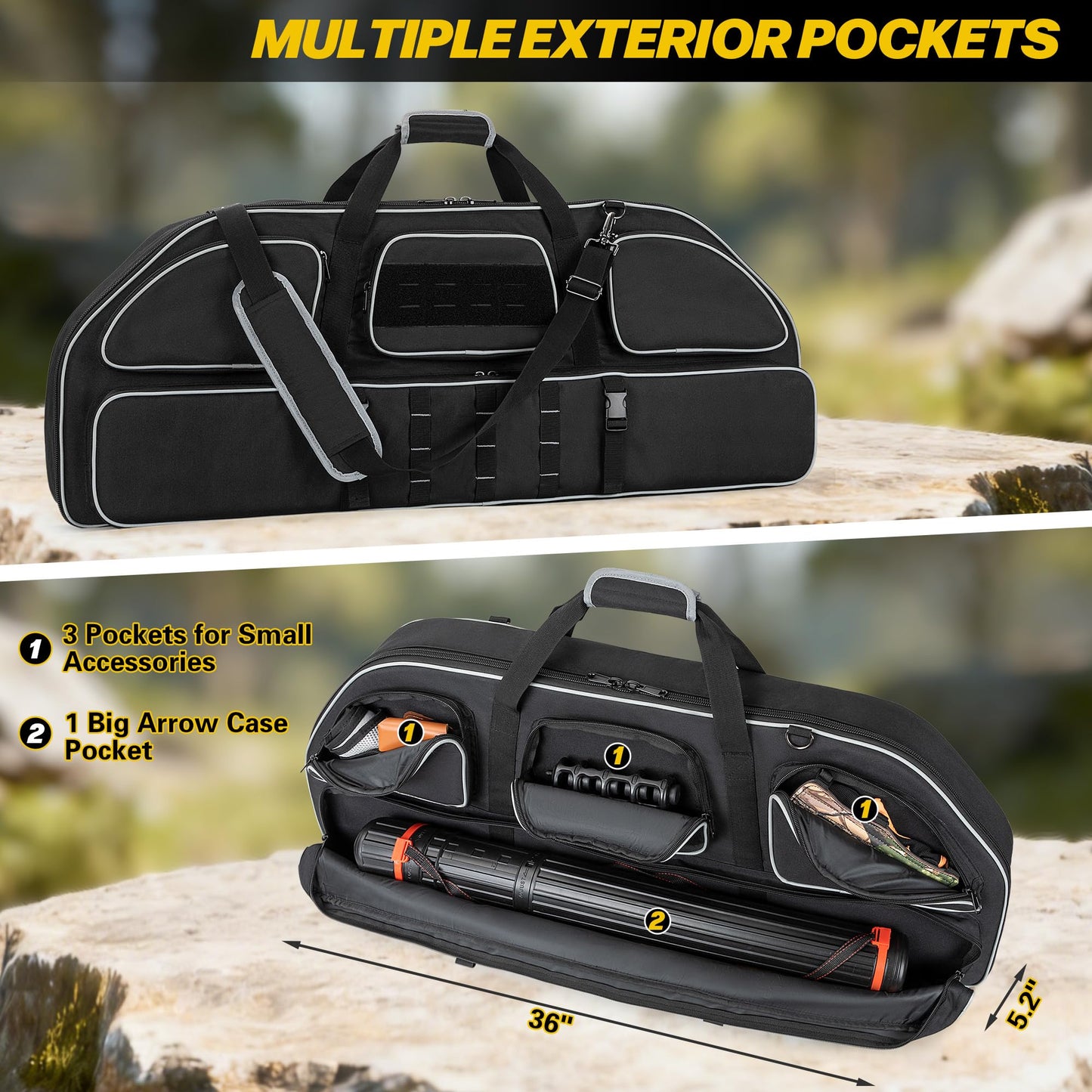 Smasrob Padded Soft Bow Case with Arrow Pocket, Compound Bow Bag with Backpack and Shoulder Strap for Range or Hunting Trip