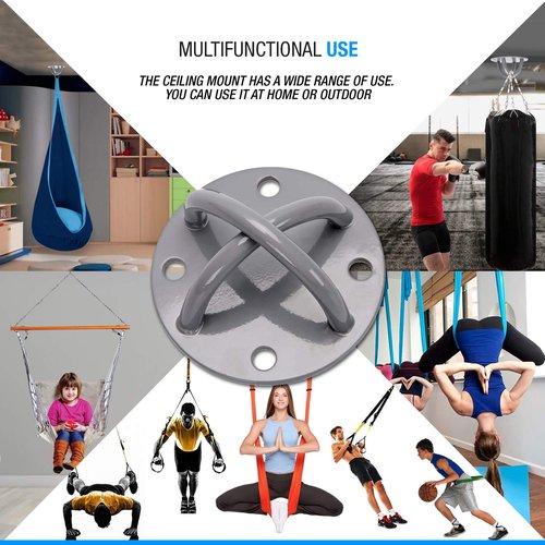 LSR LORESO Training Anchor Mount Hook for Suspention-Trainer Straps, Ceiling Mount Bracket for Yoga Swing Trapeze Hammock, TRX Suspension Straps, Boxing Punching Bags & Battle Ropes