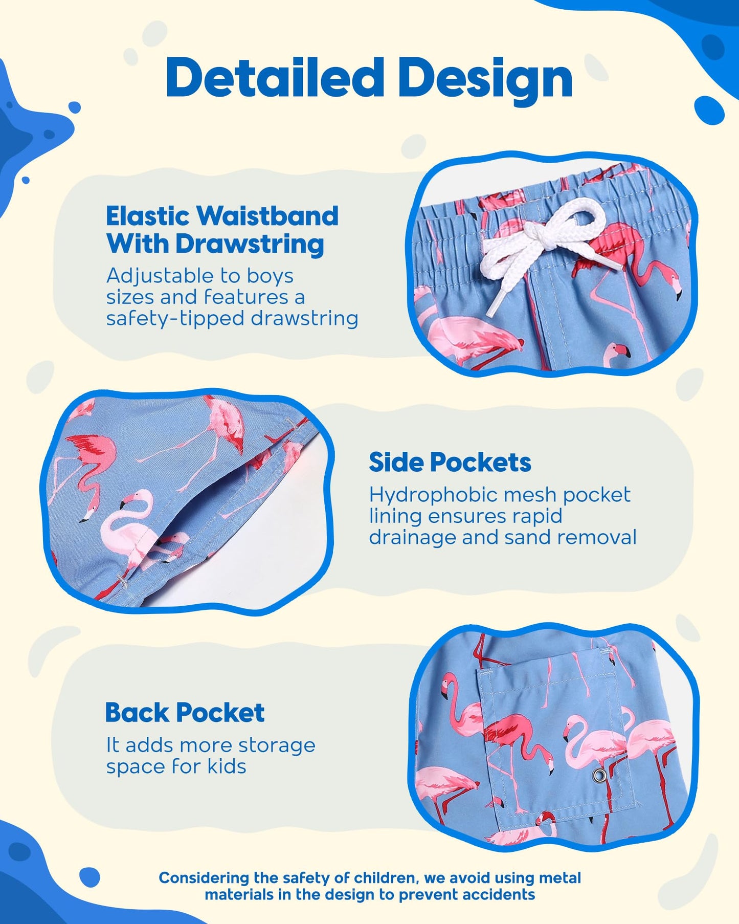 maamgic Boys Swim Trunks Toddler Swim Shorts Little Boys Bathing Suit Swimsuit Toddler Boy Swimwear,Gma-Flamingo,8 T