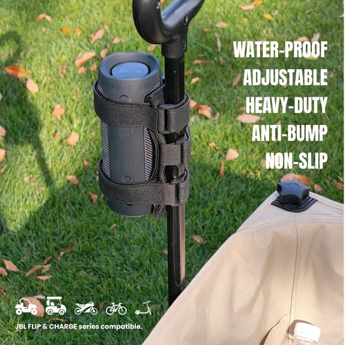Favation Speaker Mount for Golf-Cart - Adjustable Waterproof Velcro Strap Holder for JBL Flip Series and Charge Series, on Railing or Frame of Bicycle, Bike, Scooter, UTV, ATV, Motorcycle, Stroller