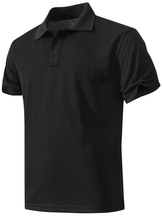 KAOKLRNI Men's Quick-Dry Active Polo Shirts Short Sleeve Performance for Golf Tennis Daily Casual Collared T-Shirt Black