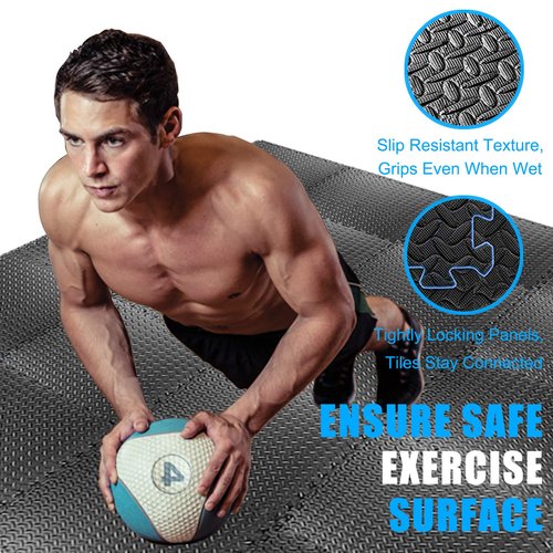 Exercise Mat Puzzle Floor Mat Tiles EVA Foam Gym Flooring Mats, 20 SQ.FT Interlocking Foam Floor Tiles Gym Equipment Workout ym, Yoga, Gymnastics