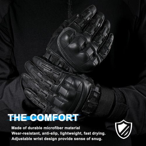 WTACTFUL Touch Screen Motorcycle Tactical Gloves for Men Airsoft Paintball Gear MTB Bike Cycling Cross-Country Motorbike ATV Hunting Hiking Riding Driving Work Outdoor Full Finger Gloves L Black
