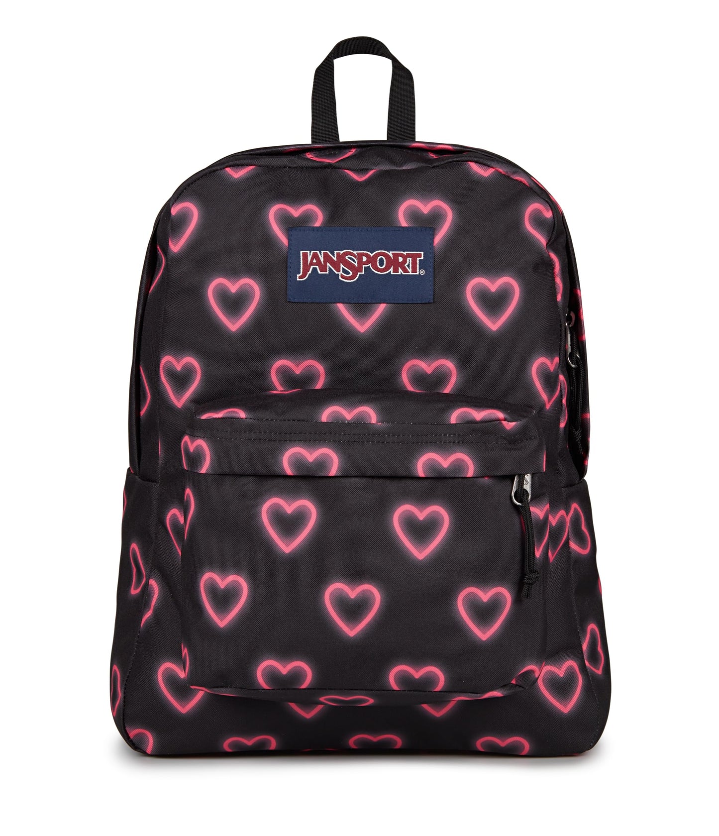 JanSport SuperBreak One Backpacks - Durable, Lightweight Bag with 1 Main Compartment, Front Utility Pocket with Built-in Organizer - Premium Backpack - Happy Hearts Black