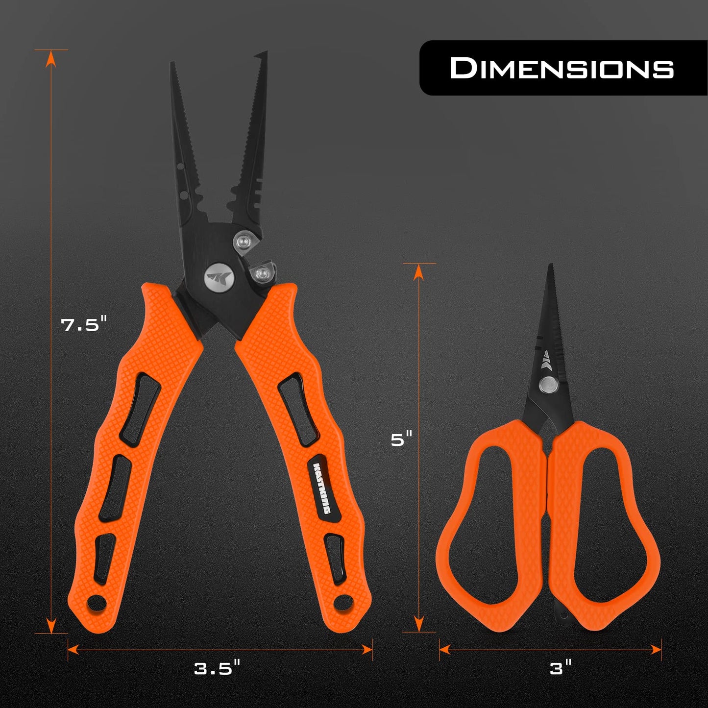 KastKing Cutthroat 7.5-inch Braid Scissors and Pliers Set - Saltwater Resistant Fishing Gear, Line Cutter, Hook Remover, Fishing Tool Set, Gift for Men
