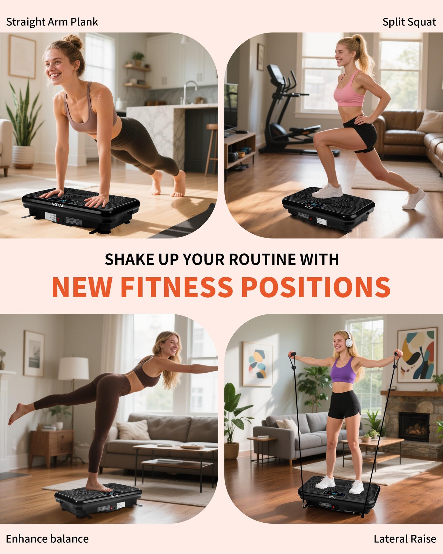 ROTAI Shake Plate Vibration Exercise Machine for Lymphatic Drainage Massager & Weight Loss, 400 lbs Capacity Whole Body Vibrating Plate Workout for Women and Men