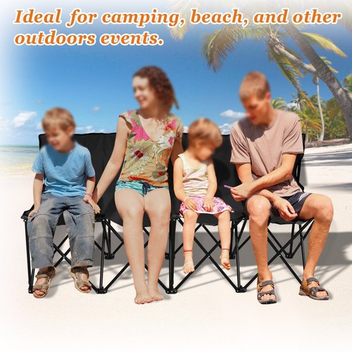 Strong Camel Folding Portable Team Sports Sideline Bench 4 Seater Outdoor Waterproof Carry Bag (Black)