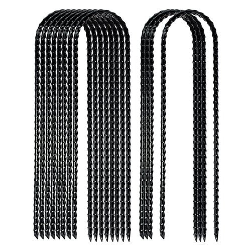Nigh Coated Rebar Trampoline Wind Stakes Set of 12 Safety Ground Anchors Stakes Extra Heavy Duty Metal Landscape Staples 10 Inches Long (Black)