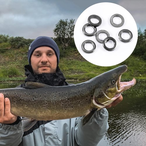 DAZEBRA 50pcs 2mm Fly Fishing Tippet Rings, Stainless Steel Leader Connectors, Micro Solid Freshwater Fishing Gear Accessories for Trout Salmon Crappie Bluegill Steelhead- Black