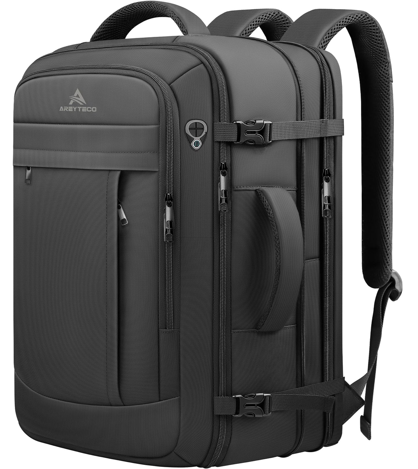 Travel Backpack, 50L Expandable Extra Large Laptop Backpack, Carry On Backpack Airline Approved Water Resistant Business Suitcase Daypack Bag Fits 17 Inch Laptops, Travel Gifts for Men Women, Black