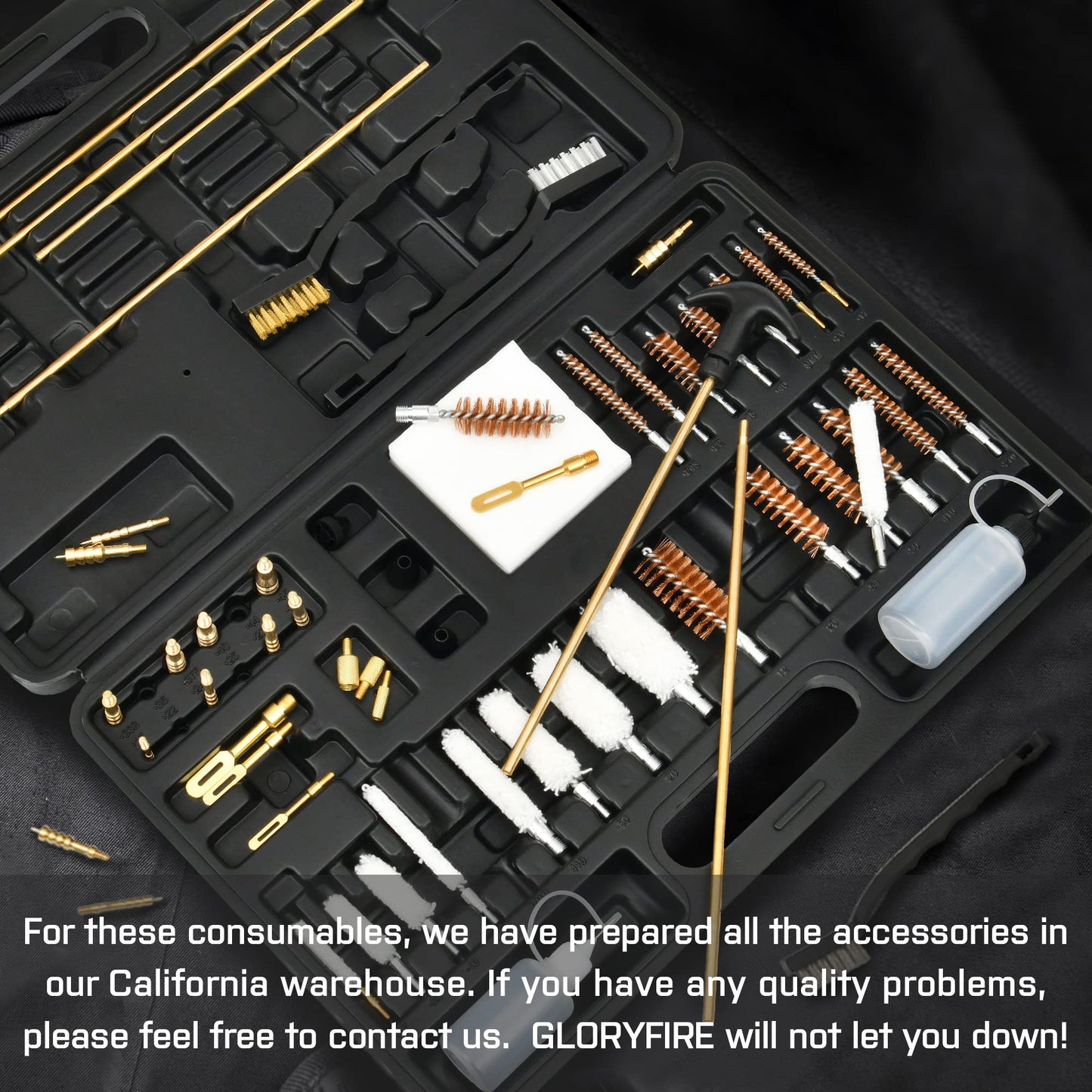GLORYFIRE Gun Cleaning Kit Universal for Guns, Gun Brushes for Pistol, Handgun, Shotgun, Elite Brass Rods and Wire Rope, Hunting Gear Gun Accessories for Men(Brass Jags Set)