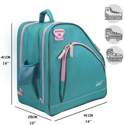 WOLT Ice Skate Bag - Roller Skate Bag, Inline Skate Bag with Adjustable Shoulder Strap for Both Youth and Adults.Mint Green
