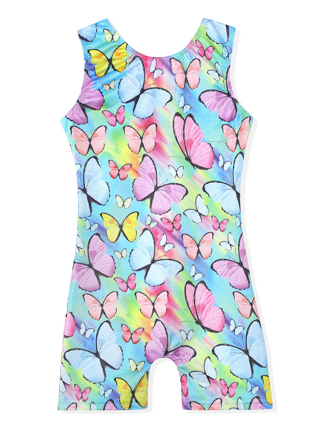 Leotards for Big kid Girls Gymnastics Unicorn Athletic Dance Wear Shiny Rainbow Blue Hotpink (Butterfly, 7-8 Years)