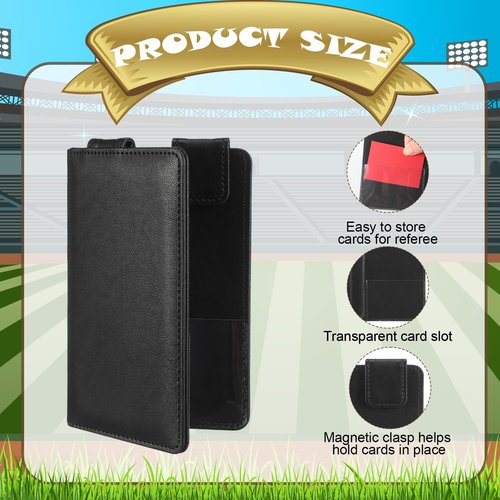 Marspark 1 Pcs Referee Game Cards Holder, Book Style Magnetic Leather Umpire Lineup Cards Holder for Soccer Volleyball Rugby Baseball Matches, Training, Sports Games