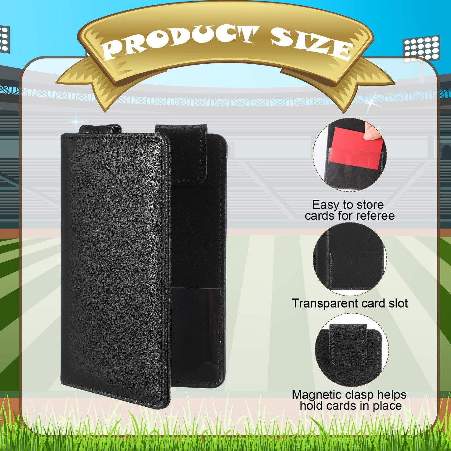 Marspark 1 Pcs Umpire Lineup Card Holder - Magnetic Leather Referee Card Holder for Soccer Volleyball Rugby Baseball Matches