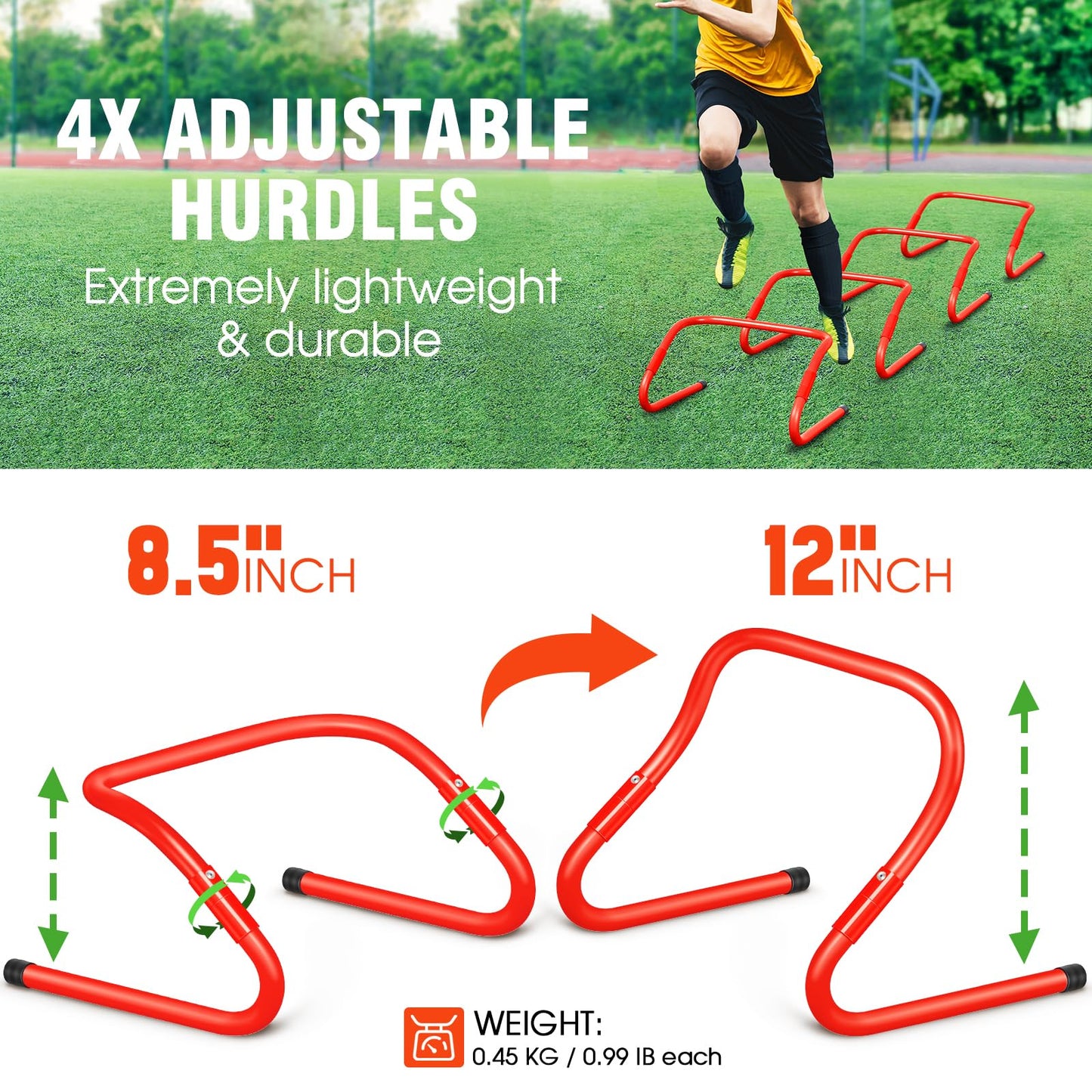 X-UMEUS Agility Ladder Speed Training Equipment Set-20ft Agility Ladder,12 Soccer Cones,4 Hurdles, Jump Rope, Running Parachute| Basketball Football Soccer Training Equipment for Kids Youth Adults