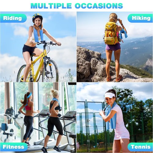 MENOLY 6 Pack Cooling Towels, 40"x12" Cooling Towels for Neck and Face with Breathable Carrying Bags,Soft Microfiber Instant Cooling Rags, Gym Workout Sweat Towel for Sports, Yoga, Camping, Running