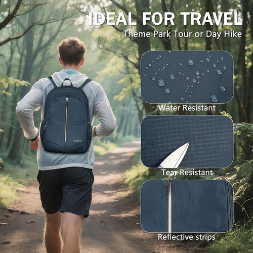 Hiking Backpack Waterproof, 25L Lightweight Foldable Backpack, Small Packable Outdoor Travel Day Running Pack for Women Men
