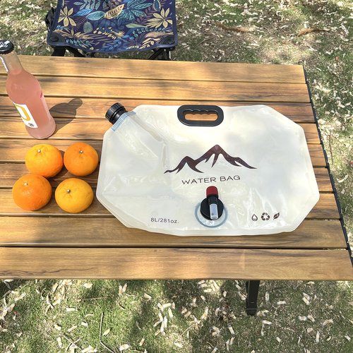 NiuXTool Portable Foldable Water Bag with Spigot, BPA-Free & Durable 8L Large Capacity Water Container for Camping, Hiking, Outdoor Adventures (Khaki)