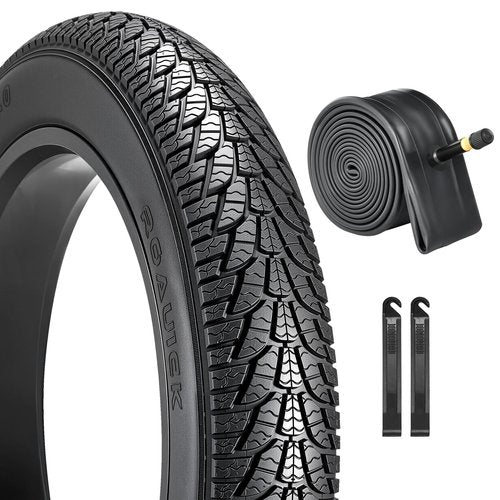 Fitense Fat Bike Tire, 20x4 inch Fat Tire and Tube Set, Folding Replacement Fat Electric Bike Tires with AV 33 MM Schrader Valve, with Street or Trail Riding