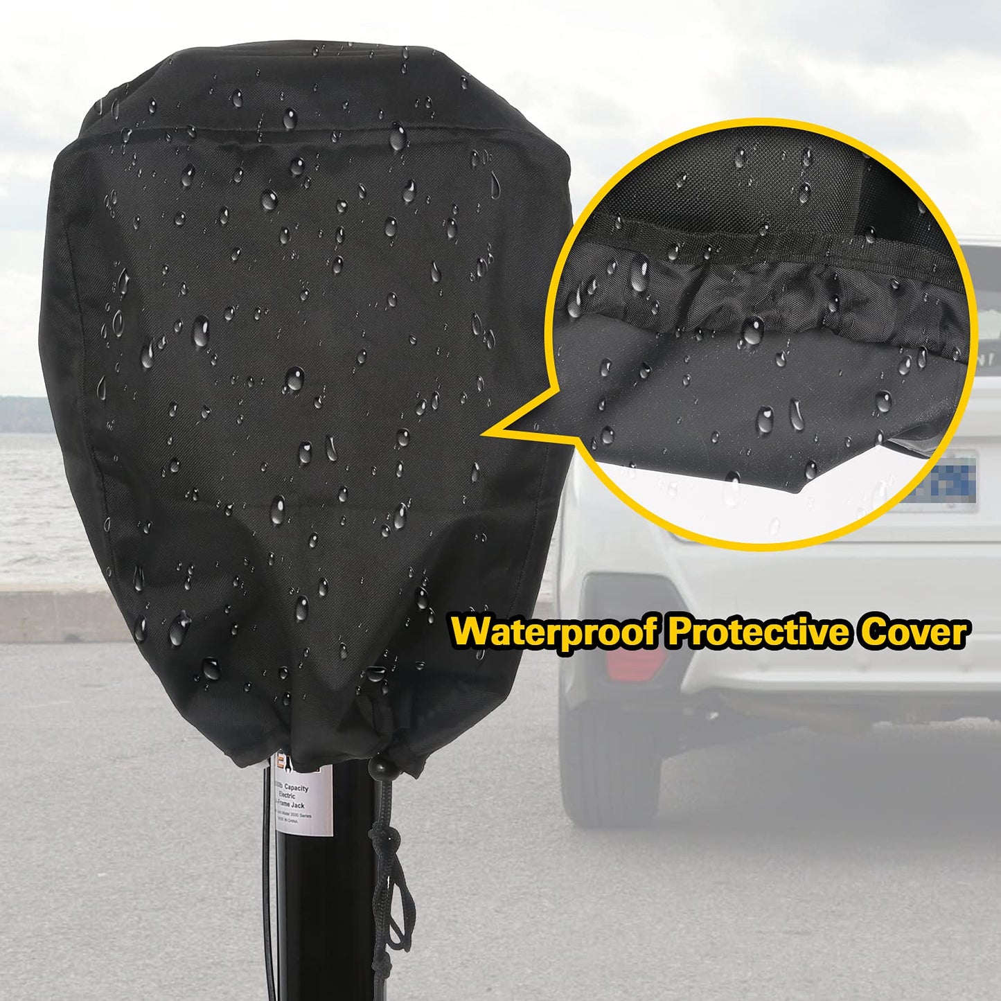 Weize Power Tongue Jack, 3500 Lb. Heavy Duty Electric Trailer Jack with Drop Leg, 23-5/8" Lift, 12V DC