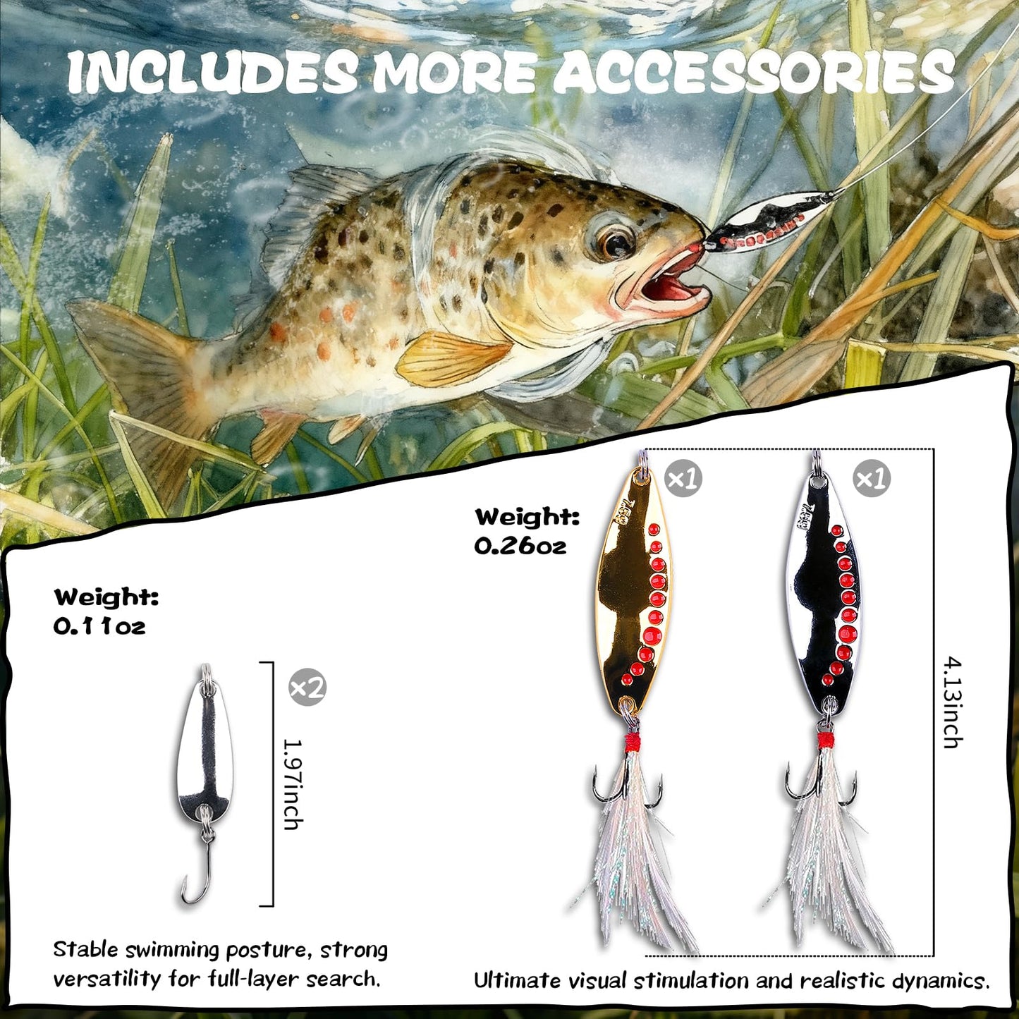 73 Pcs Professional Fishing Tackle Box, All-in-One Lures Kit with Crankbaits, Spinner Baits, Swim Baits & VIB, Ready for Pike Trout Walleye in Freshwater, Ultimate Fishing Gifts for Men, THOUISLAND