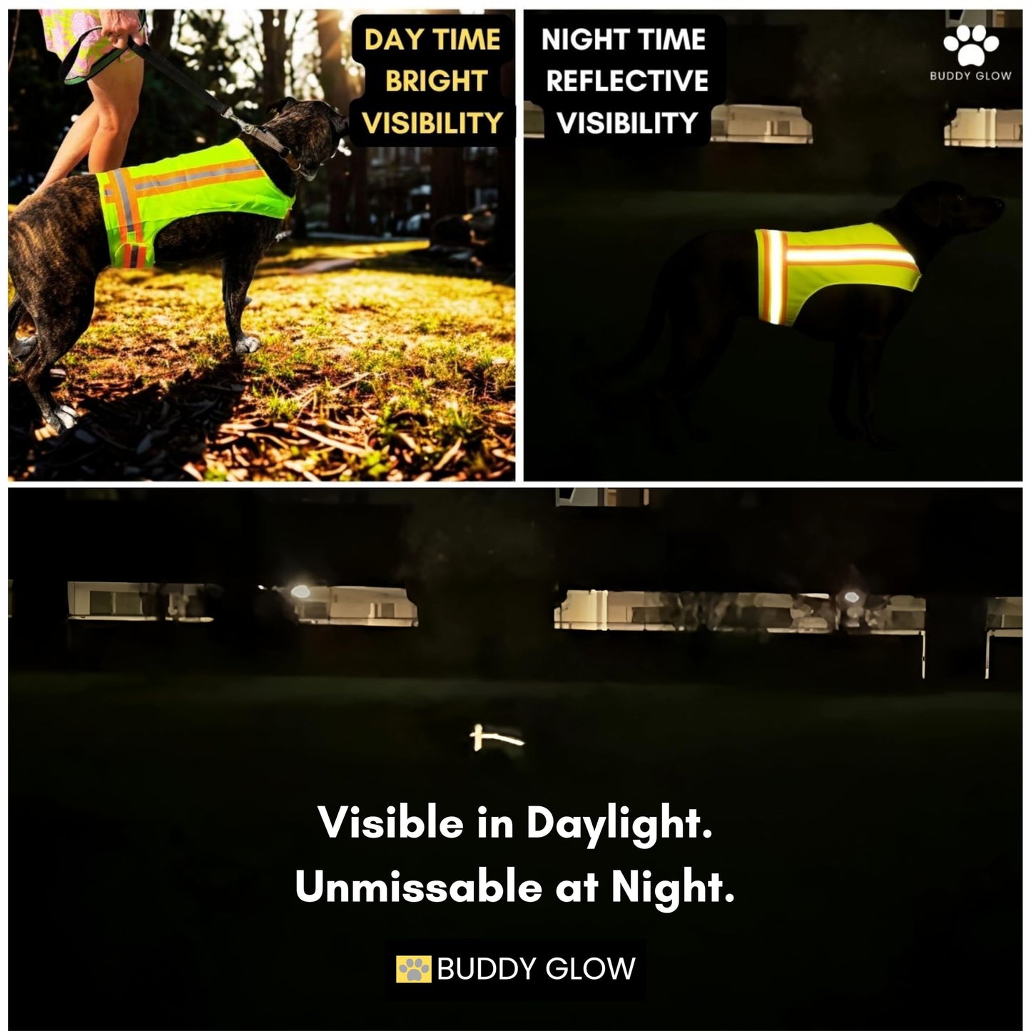 Reflective Dog Vest. High Visibility Yellow Safety Vest for Outdoors. Safeguard Your Dog with Easy to wear Adjustable and Breathable Reflective Gear (Medium)