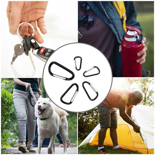 SWATOM Aluminum Carabiner Clip Snap Hook Keyring 1.5/1.9/2.2/2.4/2.8 Inch Carabiners Keychains Black(10P/20P)